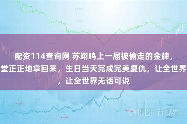 配资114查询网 苏翊鸣上一届被偷走的金牌，四年后堂堂正正地拿回来，生日当天完成完美复仇，让全世界无话可说